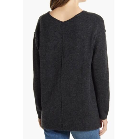 NEW CASLON NORDSTROM Green Long Sleeve V-Neck High-Low Pullover Sweater Size M - Picture 6 of 6